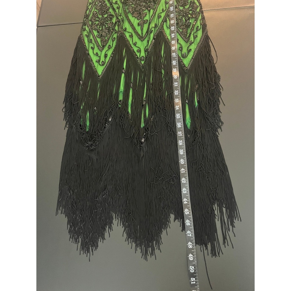 PrettyGuide Green Black Sequin Fringe Flapper Dress 1920s Gatsby Style L (1098) - Picture 10 of 16